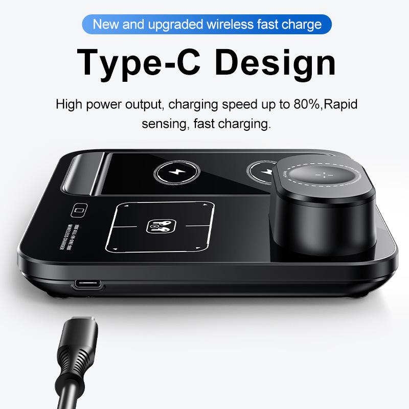 3 In 1 Electric Foldable Wireless Charger, Desktop Fast Charging Stand for iPhone 16 15 14 13 12, Motorized Pop-up Dock for Phone Watch AirPods