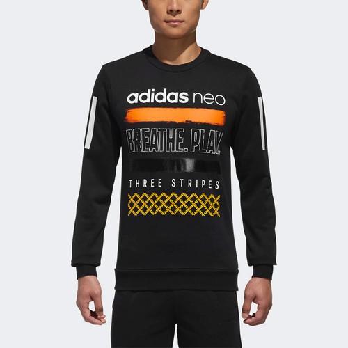 adidas Neo Men's Black Casual Knit Letter College Retro Sports Sweatshirt