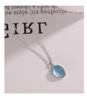 Aquamarine Oval Zircon Pendant Necklace - Women's Elegant Clavicle Chain, Simple Luxury Choker