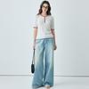 Containing mulberry silk, spring and summer new round neck fashionable contrasting short sleeved comfortable and versatile knitted T-shirt for women