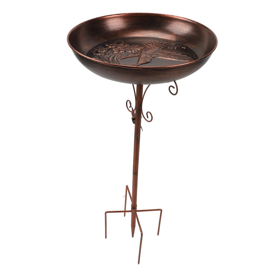 Bird Bath Feeder Stake Vintage Metal Freestanding Birdfeeder Birdbath for Outdoor Garden Decoration