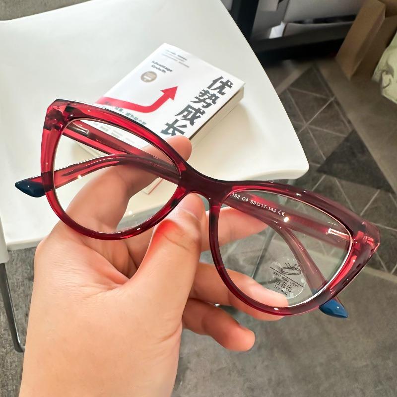 

Stylish Cat-eye Frame Women Anti Blue Light Computer Glasses Reading Glasses Elderly Hyperopia Glasses Prescription 0+1.0+1.5~~4 0 красный