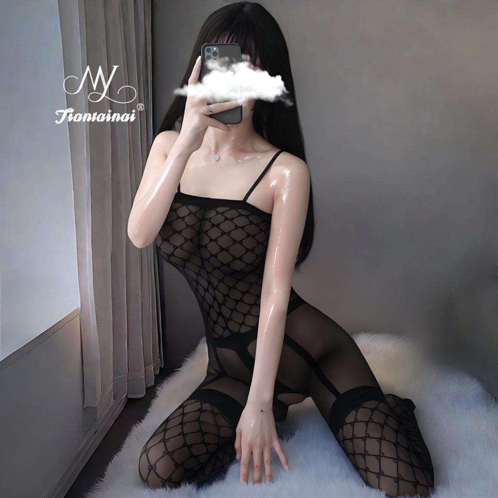 Sex Underwear Open Crotch Temptation Tight Body Perspective Silk Mesh Clothes Free Onesie Open Sexy Sex Stockings Women