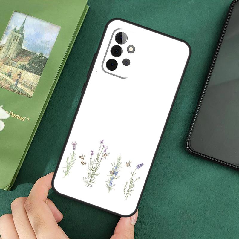 Lavender Purple Flowers Soft Cover For Samsung Galaxy A54 A53 A73 A13 A71 A51 A14 A52 A32 A12 A22 A52S Back Case