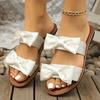 One-word Bow Flat-bottomed Slippers Women's Summer Casual Wear Beach Cool Slippers Women