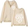Girls Do Not Cry New Style Unisex and Women Zipper Black-and-white Lettering Printed Casual Unisex and Women Street Zipper Sweater