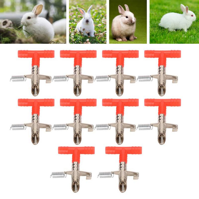 Bunny Water Dispenser Metal Rabbit Automatic Nipple Drinker Automatic Watering Kit Poultry Watering System Rabbit Waterer 10 PCS
