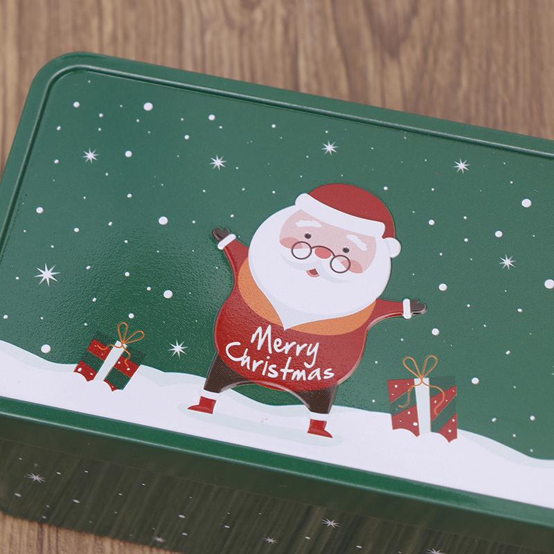 Rectangle Christmas Tinplate Box Empty Cookie Candy Box Santa Claus Gift Boxes Jewelry Storage Can Holiday Wedding Party Decor