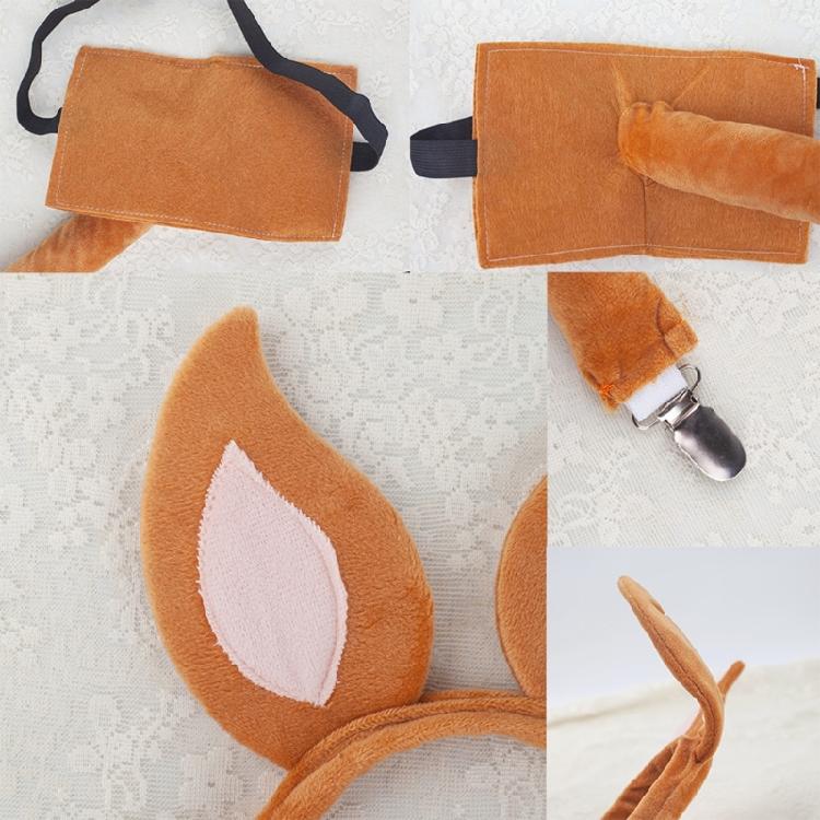 Foxes Ears Headband Plush Tail Bowtie Dogs False Nose Dogs Hair Hoop Set Animals Cosplay Costume Set for Halloween