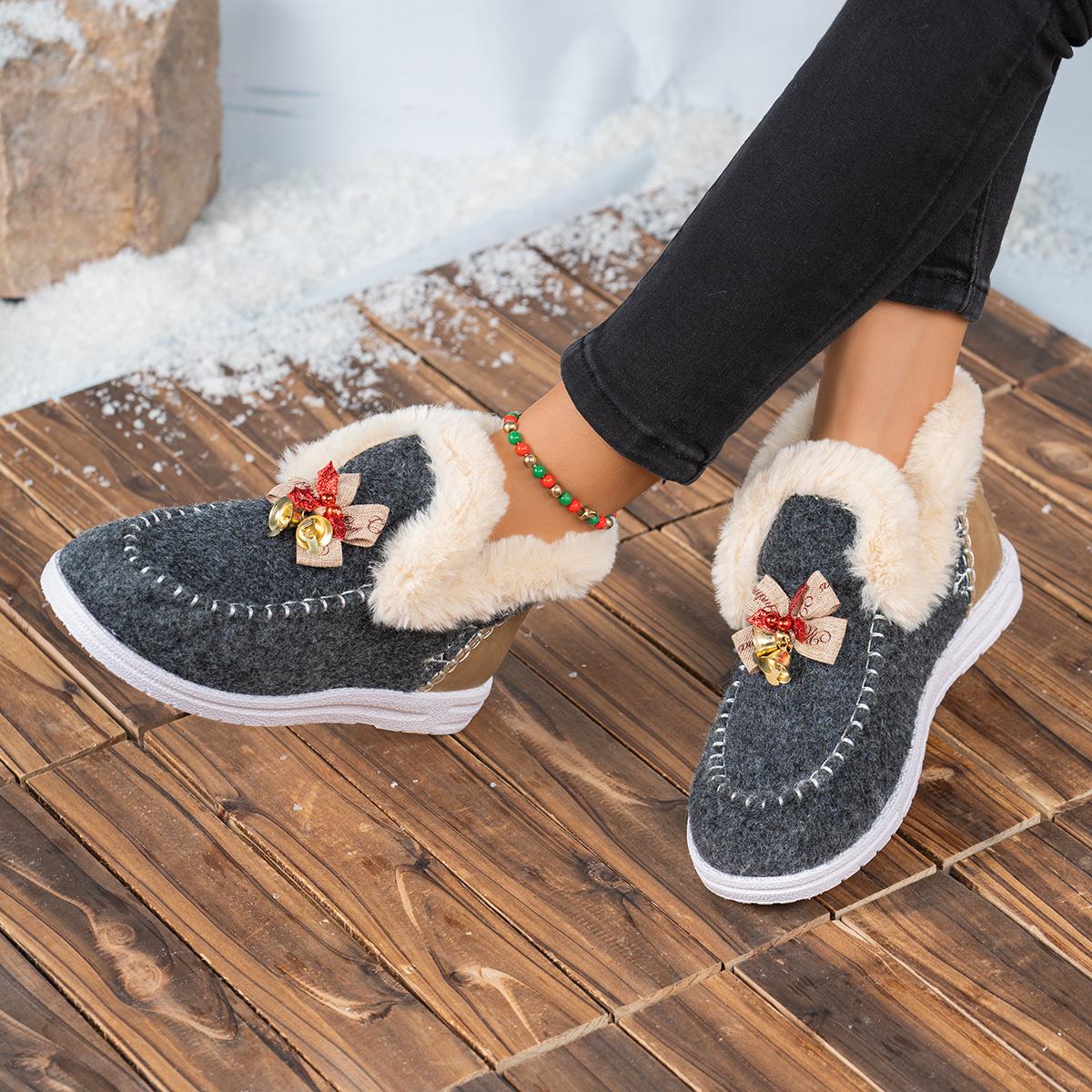 

Women Ankle Boots Thickened Fluff Lined Snow Boots Easy To Wear Short Fashionable Shoes Warm Cotton Flats Shoes Women 36