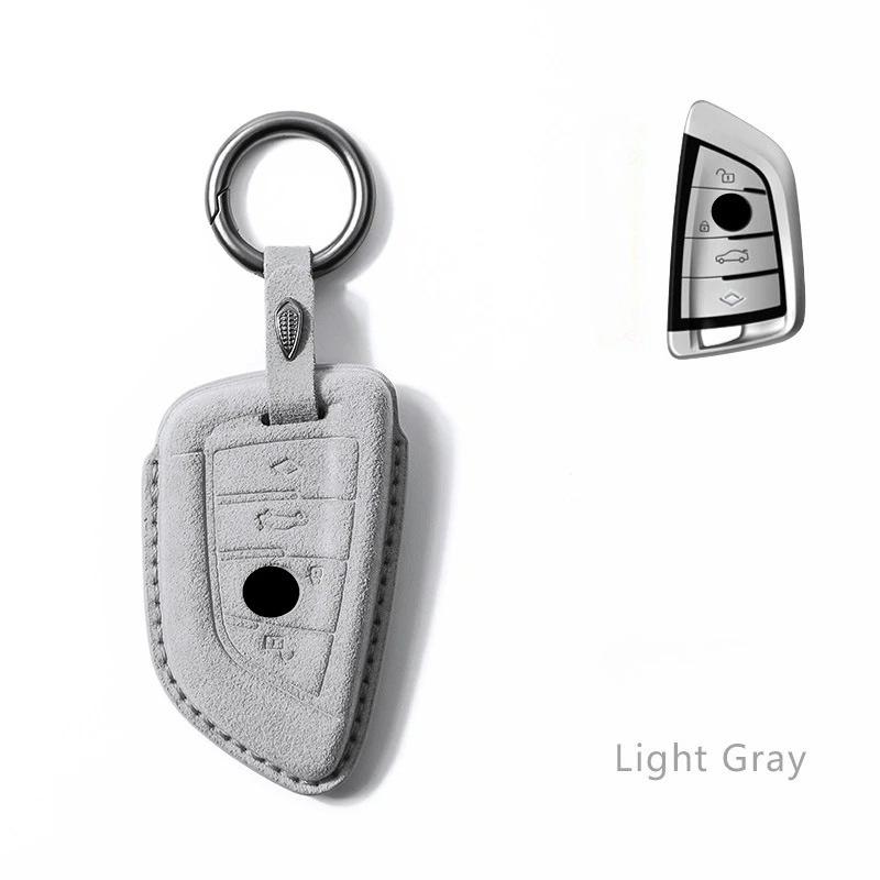Suede Car Key Case Remote Cover Shell Holder Chain Keyring Fob For BMW 120i 225i 320i 330Li 1 2 3 Series I3 iX3 X3 X2 M3 M2 X3M