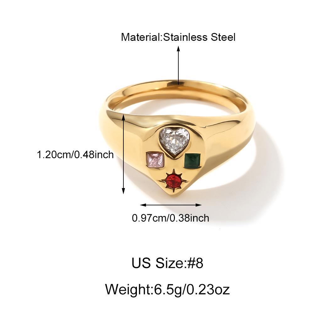 Trendiger Edelstahl-Achtzackstern-Ring für Damen mit Diamantakzenten