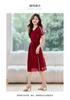 Elegant and Sophisticated Summer New Contrasting Color Waist Slimming Short Sleeved Casual Western-style Mid Length Dress Mid Length Skirt