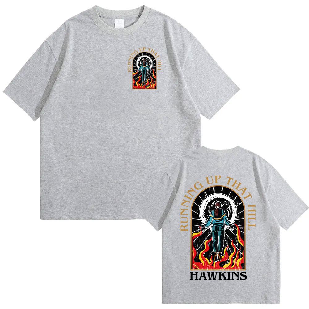 Running Up The Mountain Hawkins T-shirt American TV Series Eddie Munson Demogorgon Women s Cotton Street Wear Y2K T-shirt XL