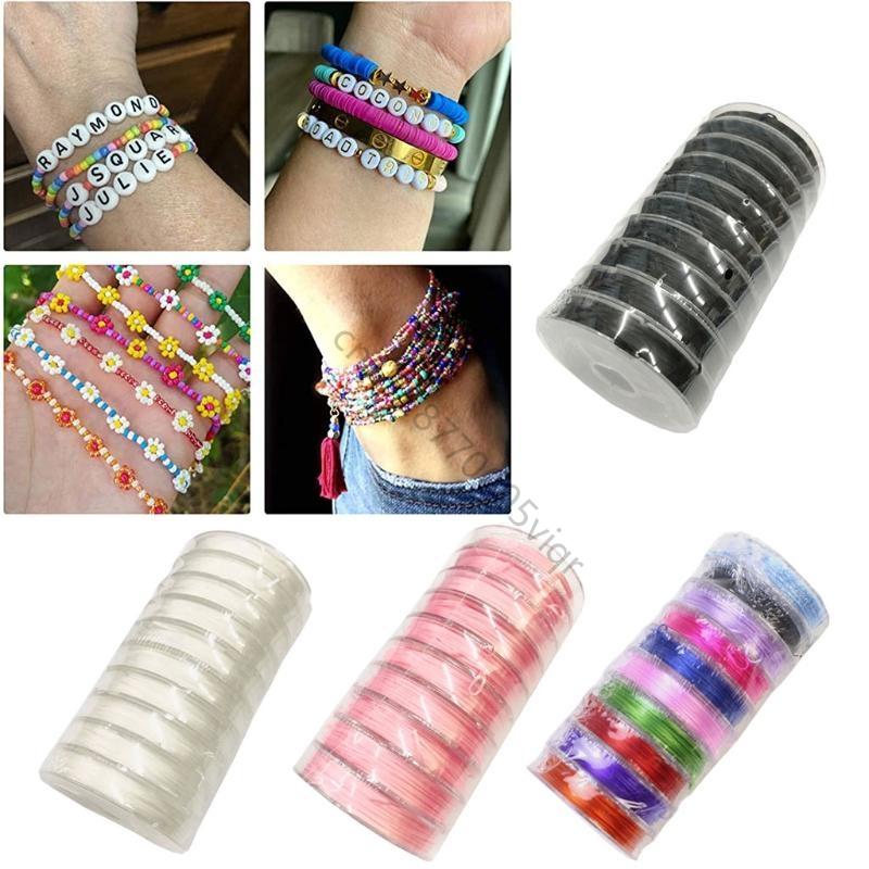 10 Rolls 150m Crystal String 0.8mm Handmade Stretchy Thread Elastic String Line AXYD