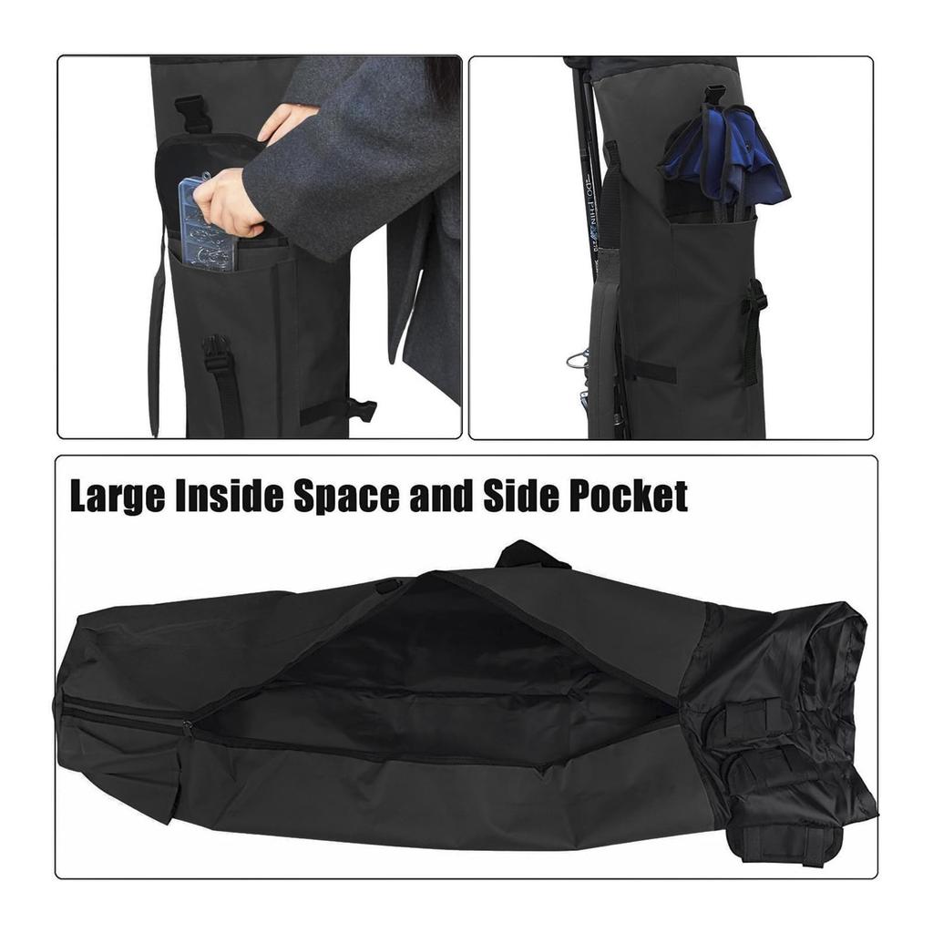 Outdoor Fishing Rod Bag Cylinder Shape Multi Functional Fishing Rod Storage Case Portable Fishing Gear Carrying Bag with Adjustable Shoulder Strap