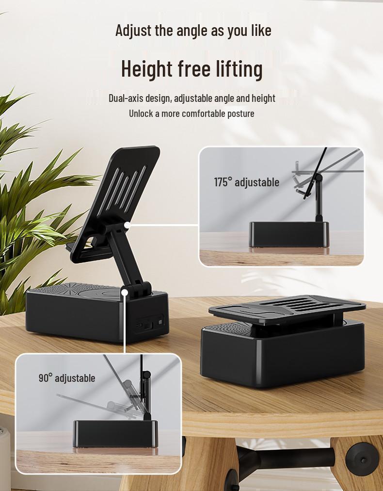 Bluetooth Speaker Mobile Phone Holder: Three-in-One Rotating Audio & Charging Steel Cannon