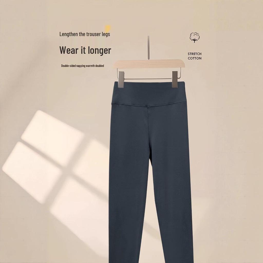 Women's High Waist Seamless Thermal Fleece-Lined Knit Leggings for Winter