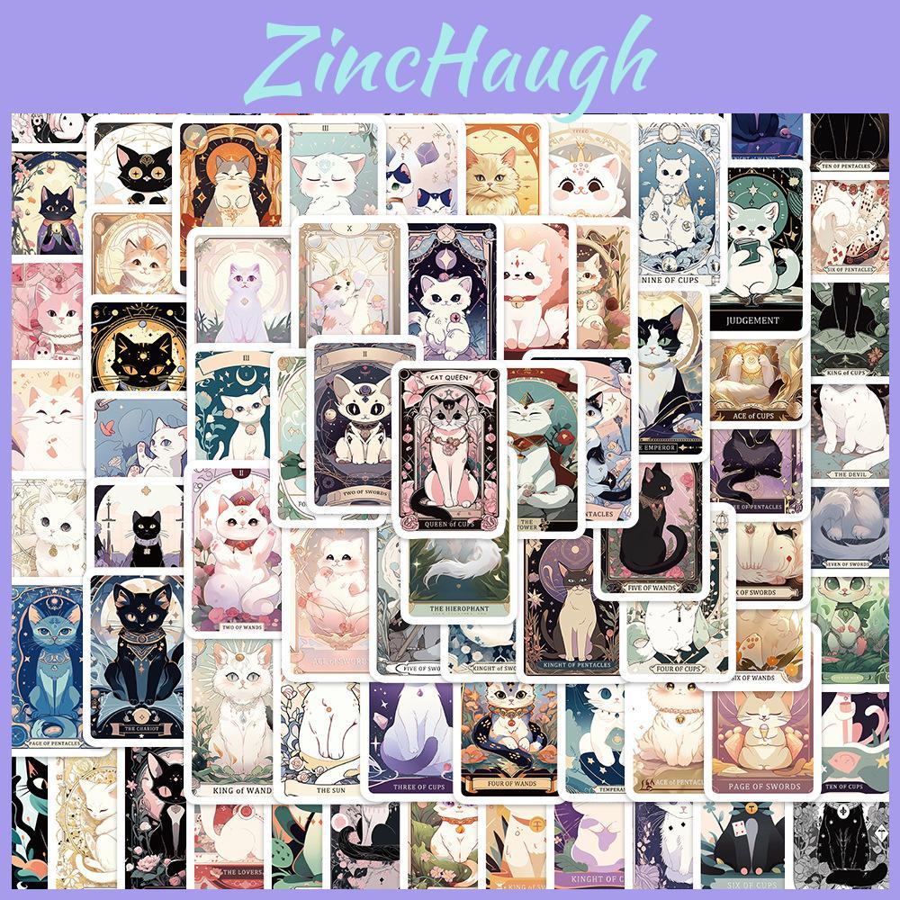 Cute Cartoon Cat Tarot Stickers Set Of 78 Waterproof Guitar Notebook Luggage Diy Decoration