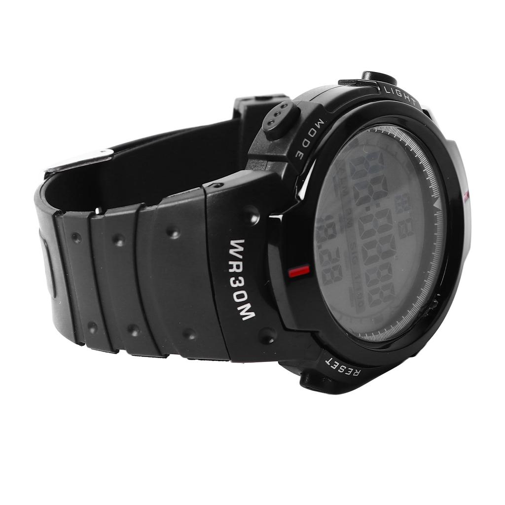 Men Electronic Watch Waterproof Large Screen Night Light Sports Watch for Outdoor Black