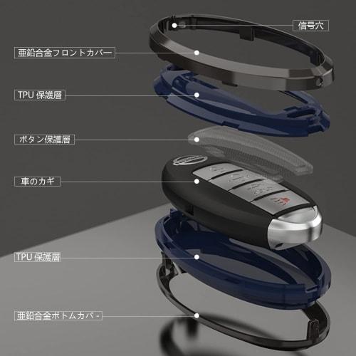 Fumezu Nissan Key Case Assembled Key Case Metal + TPU Key Bag Suitable for Nissan Nissan Teana X-TRAIL