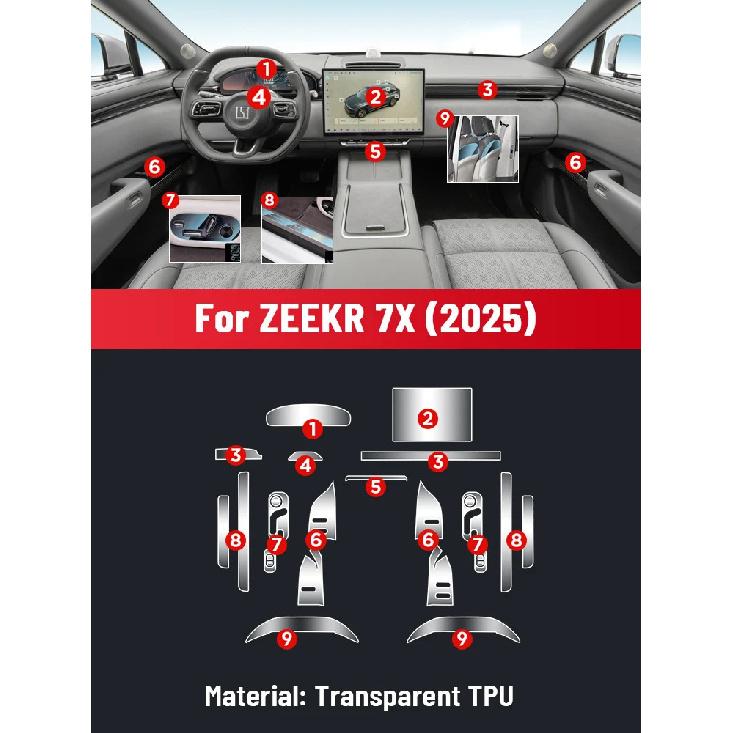 Auto Central Control Screen TPU Navigation Anti Scratch interior Protection Film GPS Navigation For ZEEKR 7X EV 2025 A