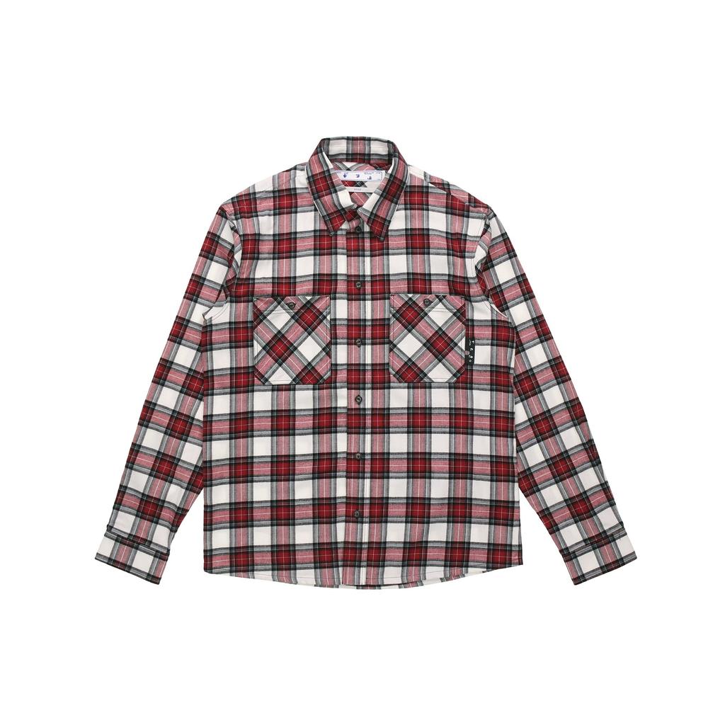 Off-White Check Arrow Flannel Shirt Red Men Tops OMGA133R21FAB0022500