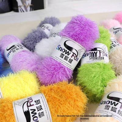 Snow Fox Fluffy Yarn: Long-haired Mink Coral Fleece for DIY Knitting of Baby Hats and Scarves