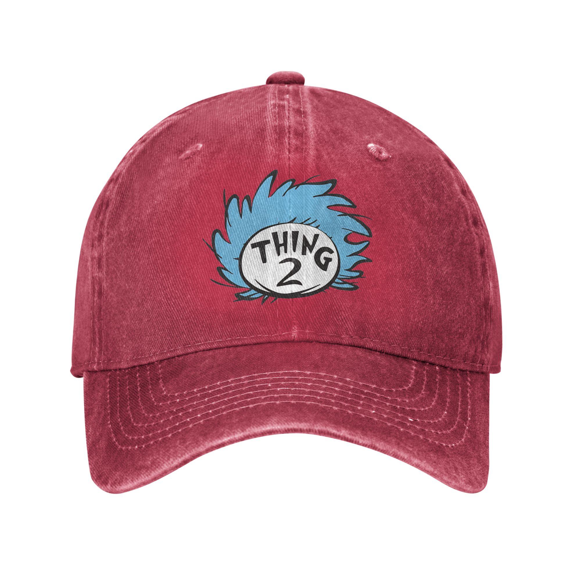 Unisex Dr Seuss Thing Thing Buddies reading day Print Hat Vintage Distressed Washed Baseball Cap Adjustable One Size