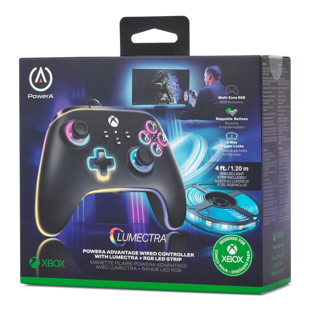 Year PowerA Lumectra Advantage Wired Controller LED Tape Light Xbox Series Black Double Vibration Function PC Windows [2 Warranty] + XS - 10/11
