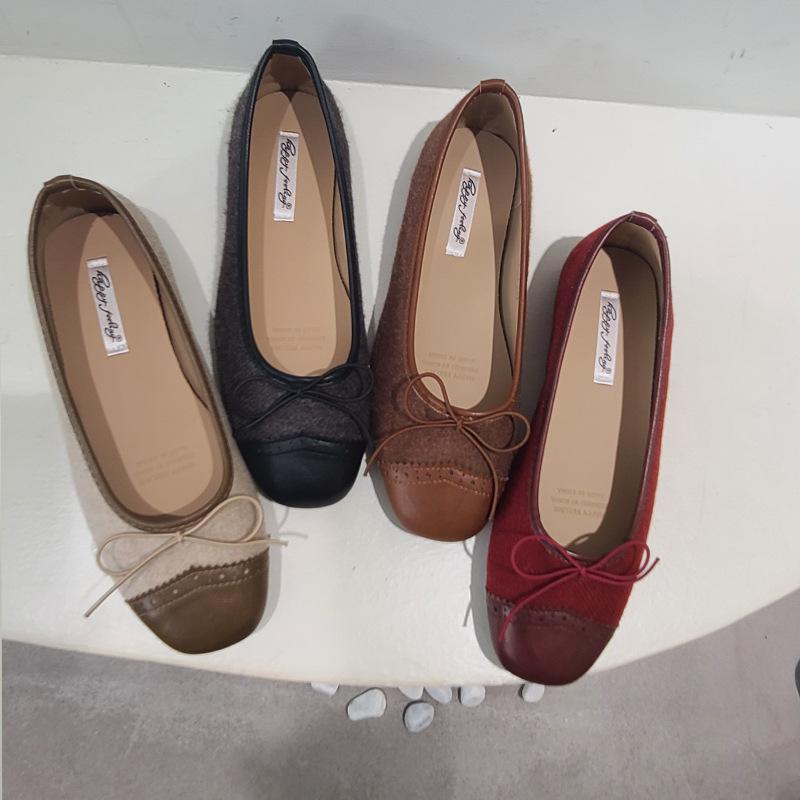 

New retro bow flat-bottomed comfortable versatile Doudou shoes one-pedal soft-soled women s shoes 40