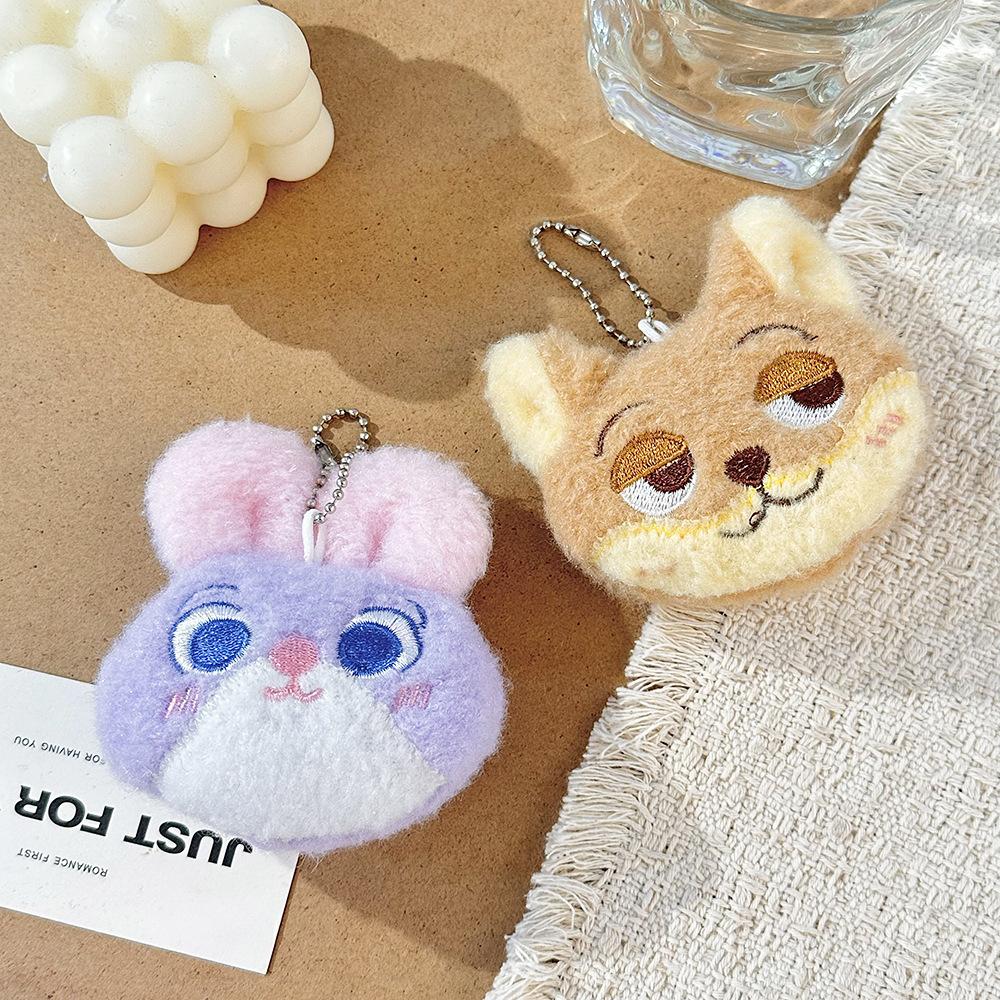 Cute Fox Rabbit Officer Plush Keychain Squeaky Bag Charm Pendant Soft Stuffed Animal Toy Gift