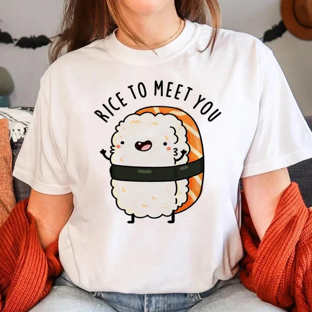 Sushi Tshirt Women Summer T-shirts Female Manga 2000s Clothing Graphic T Shirts Aesthetic Clothes Fashion Harajuku Personality