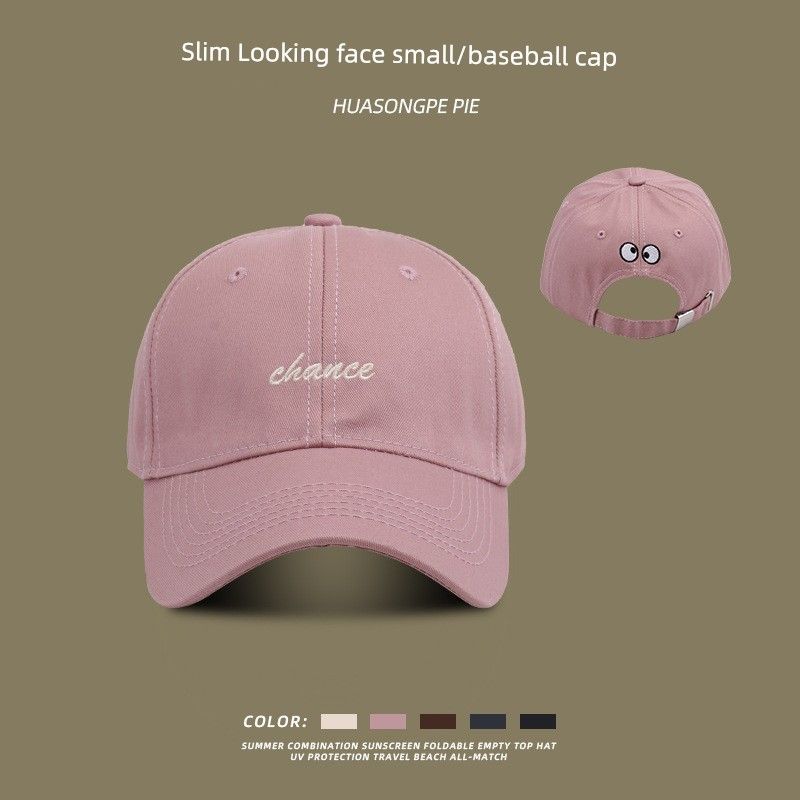 

Spring New Arrival Embroider Baseball Cap Female Lovers Wild Face-Looking Small Outdoor Sun Protection K-style Casual Peaked Cap Men C2055 rear eyes cha baseball cap Pink M(56-58cm)