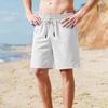 Men's Shorts Summer Lightweight Breathable Casual Beach Style Shorts Basic Solid Color Drawstring Elastic Waist Loose Shorts