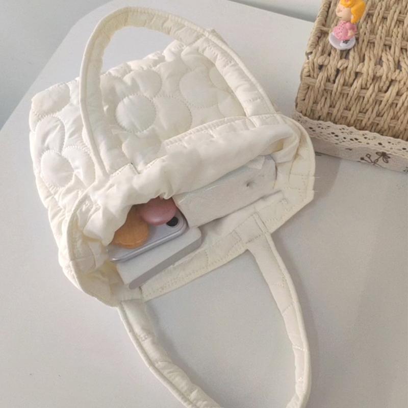 Korean Style Quilted Portable Snack Storage Bag Ins Style Bento Bag Lunch Box Handbag Trolley Hanging Bag  Women Handbag