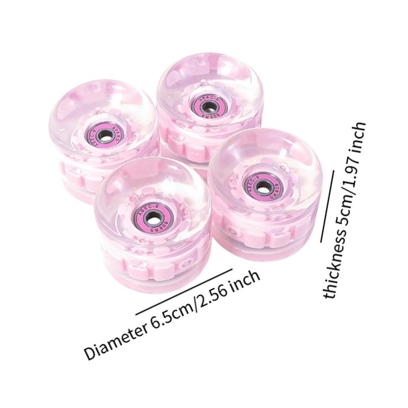 4 Pieces Skateboard Wheels Repair Parts with Bearings LED Cruiser Wheels