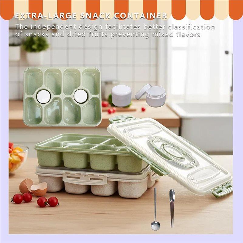 AB34-Snackle Box With Lid Handle Divided Serving Tray For Charcuterie Board Fruit Candy Veggies For Travel Picnic