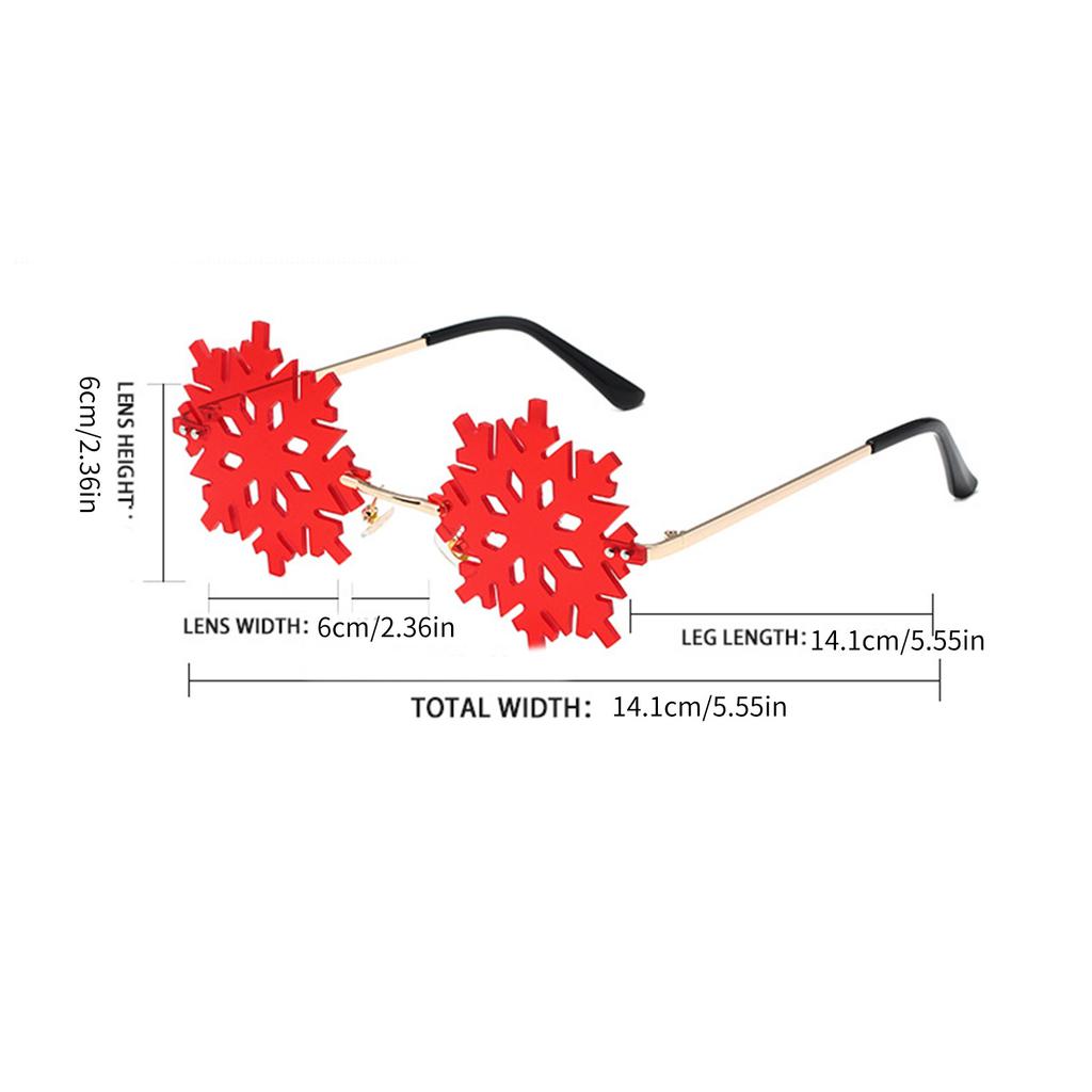 Fashion Colorful Snowflake Rimless Sunglasses for Girls Seaside Party Girls Taking Photo Christmas Camping Decors