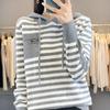 Autumn Fashion Hooded Sweater Women's Striped Colorblocking Casual Hooded Knit Top