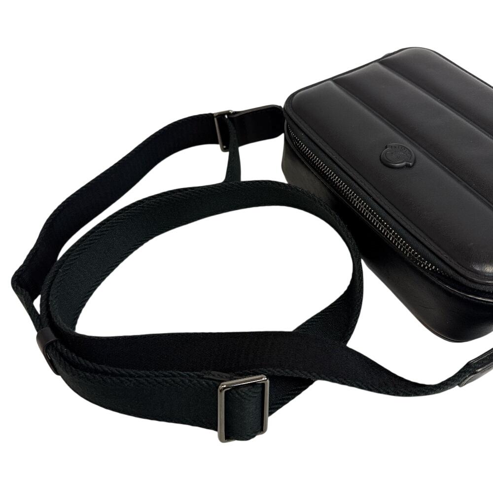 MONCLER Cross body bag leather Horizontal body bag black leather Used