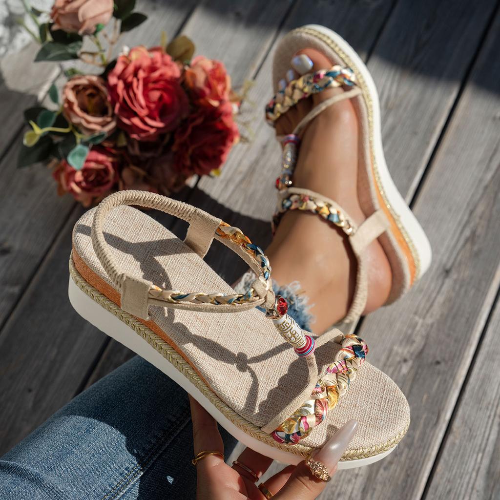 Platform Toe Bohemian Women'S Shoes Soft Soled Slip Sandals Womens Wedge Sandal Soft Sandals For Women