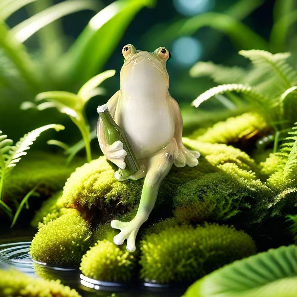 Decorat de broasca cu animale mici, micropeisaj creativ, bonsai, dragut, cadou de absolvire