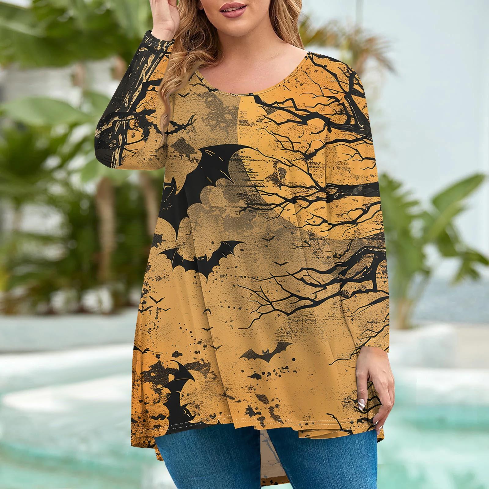 

Женская мода большого размера с круглым вырезом и длинным рукавом, повседневный свободный пуловер с принтом XL