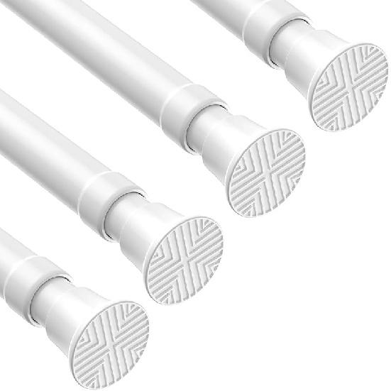 White Tension Curtain Rods18 to 36 Inch,Small Curtain Rods No Drilling,Short Tension Rod,Adjustable Spring Rod for Windows,Door,Closet
