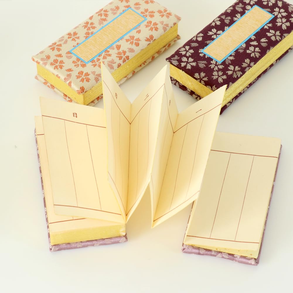 4.0-inch Memorial Book with Hiyori Pattern and Convenient Dates (12cm x 5.2cm), Light Purple