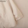 ZANZEA Women Casual V-Neck Loose 3/4 Sleeve Plain Blouse