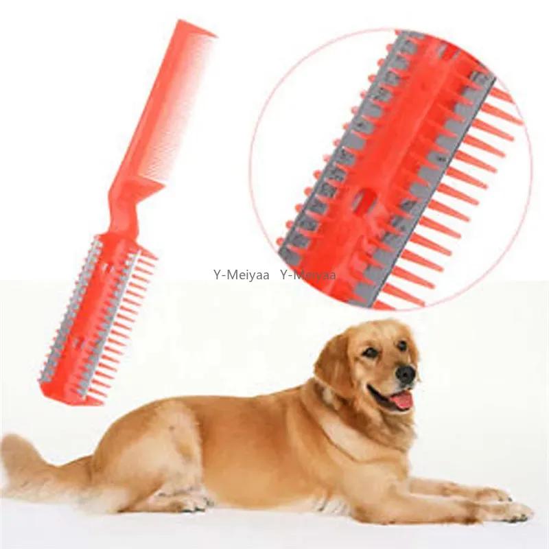 1PC Black Pet Dog Hair Trimmer Comb Cutting Cut With 2 Blades Grooming Razor Thinning Dog Cat Combs Dog Cat Hair Remover Comb