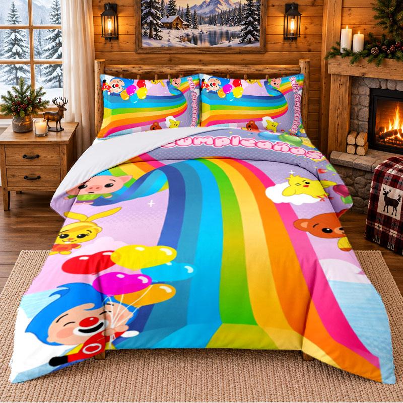 El Payaso Plim Plim Pattern Bedding 3Pcs Set Bed Sheet And Pillowcases For Indoor Bedroom