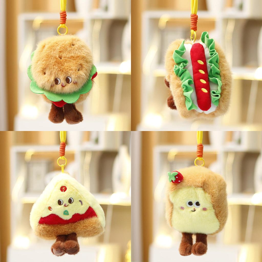 Plush Food Toy Sandwich Hamburger Hotdog Cute Bag Charm For Girls